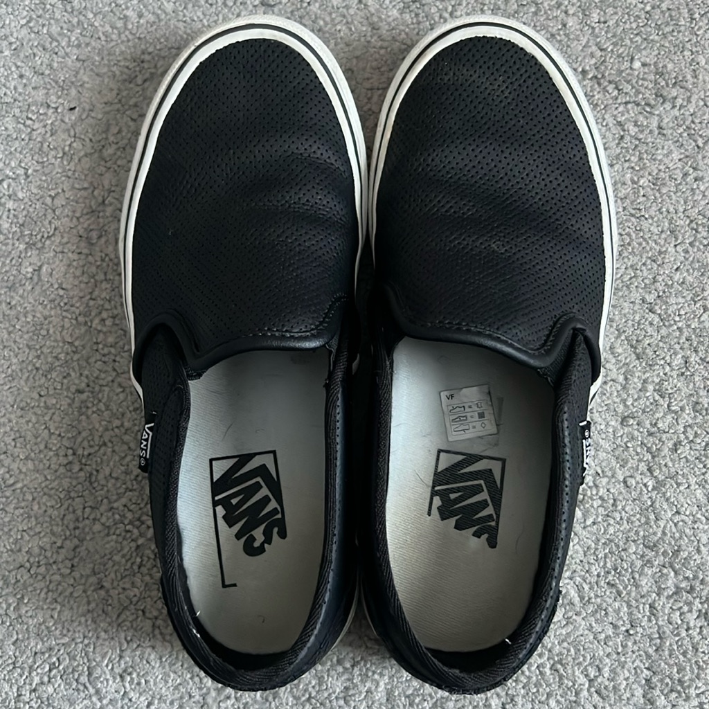 Black Faux Leather Slip On Sneakers